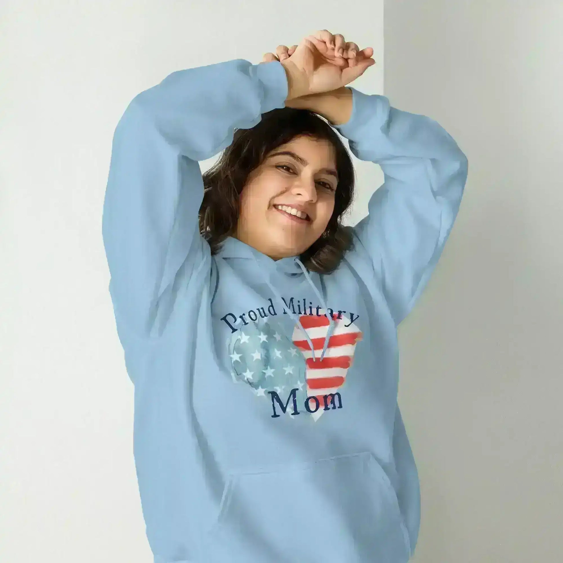 Proud Military Mom Patriotic Heart - Pullover Hoodie - Cady Creations