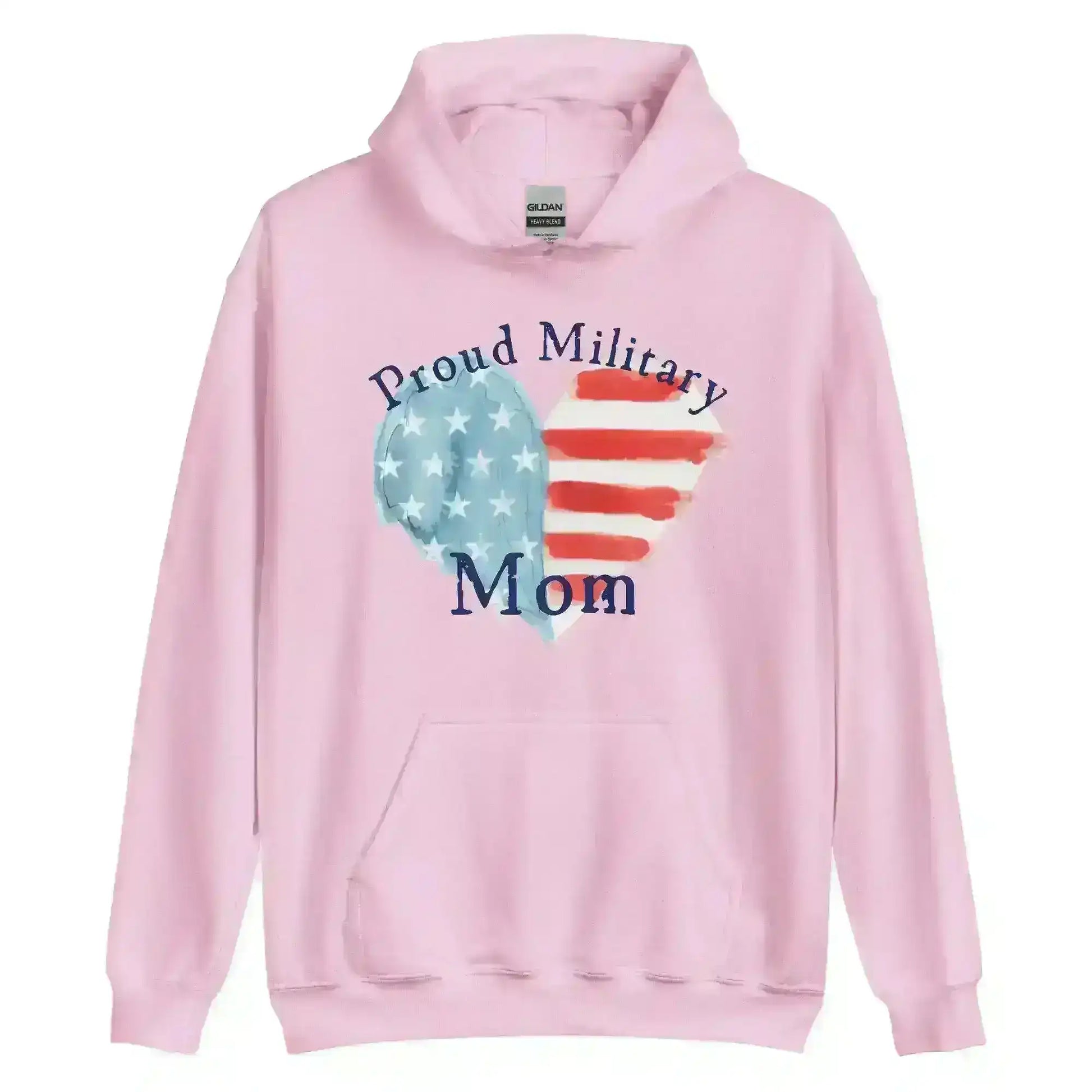 Proud Military Mom Patriotic Heart - Pullover Hoodie - Cady Creations
