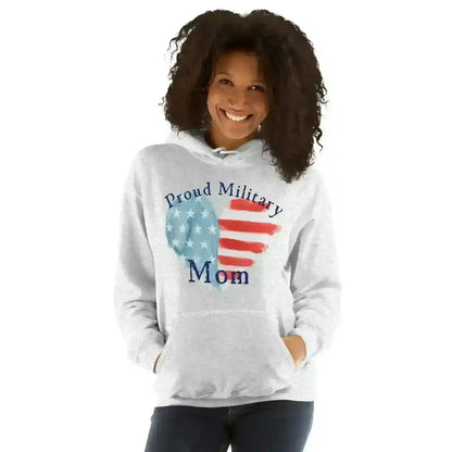 Proud Military Mom Patriotic Heart - Pullover Hoodie - Cady Creations