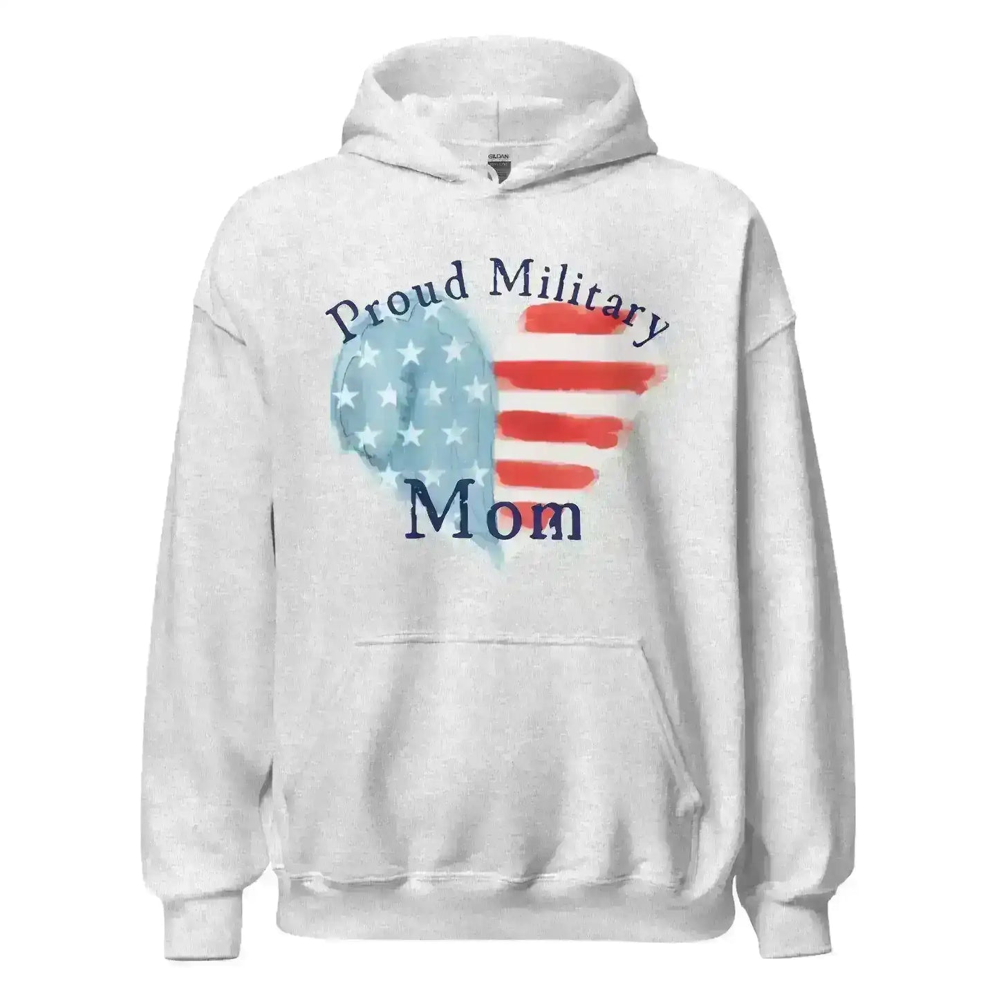 Proud Military Mom Patriotic Heart - Pullover Hoodie - Cady Creations