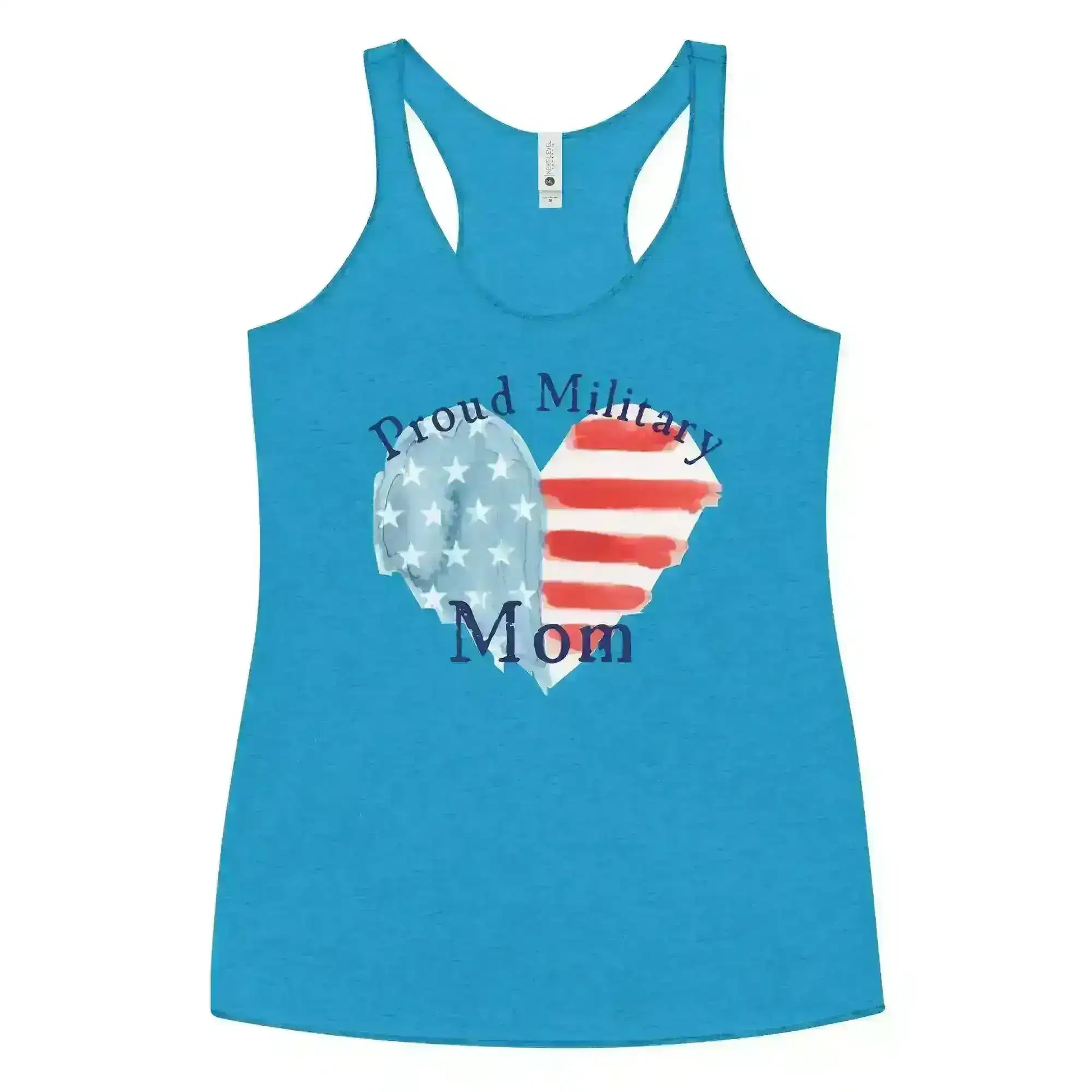 Proud Military Mom Patriotic Heart - Raceback Tank - Cady Creations