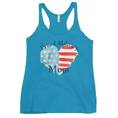 Proud Military Mom Patriotic Heart - Raceback Tank - Cady Creations