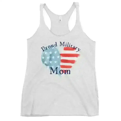 Proud Military Mom Patriotic Heart - Raceback Tank - Cady Creations