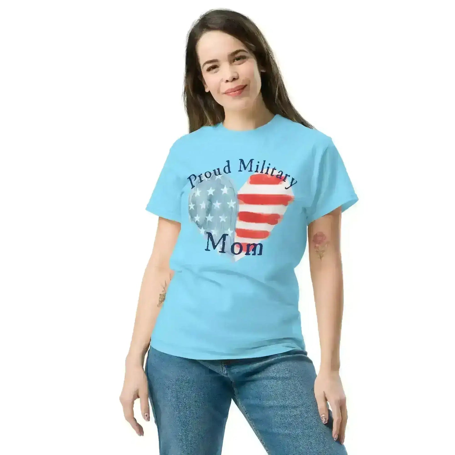 Proud Military Mom Patriotic Heart Unisex Graphic Tee - Cady Creations