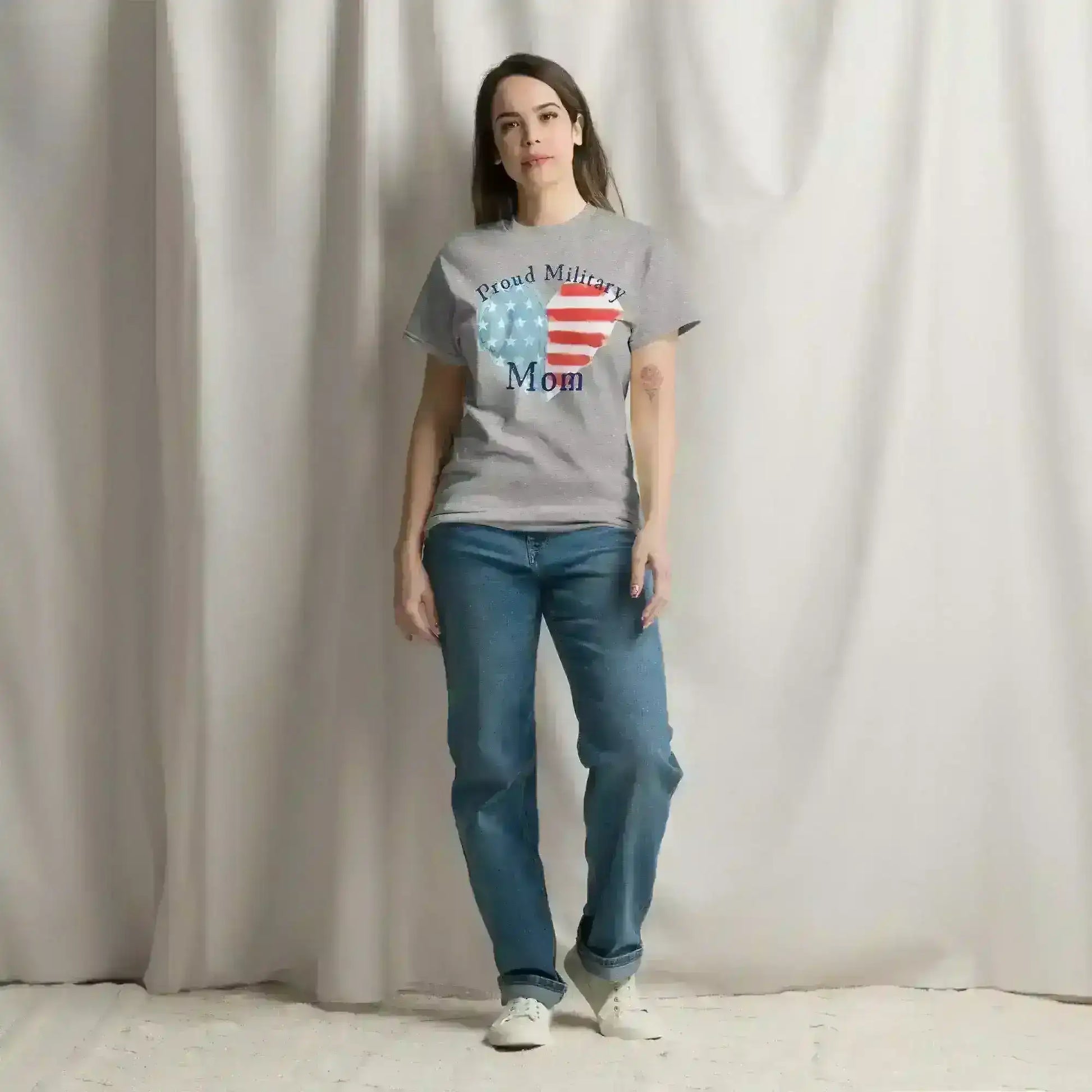 Proud Military Mom Patriotic Heart - Unisex Tee - Cady Creations