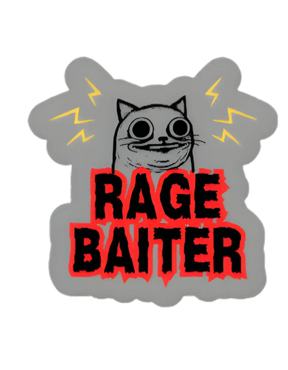Rage Baiter Vinyl Sticker | Meme Cat Internet Humor