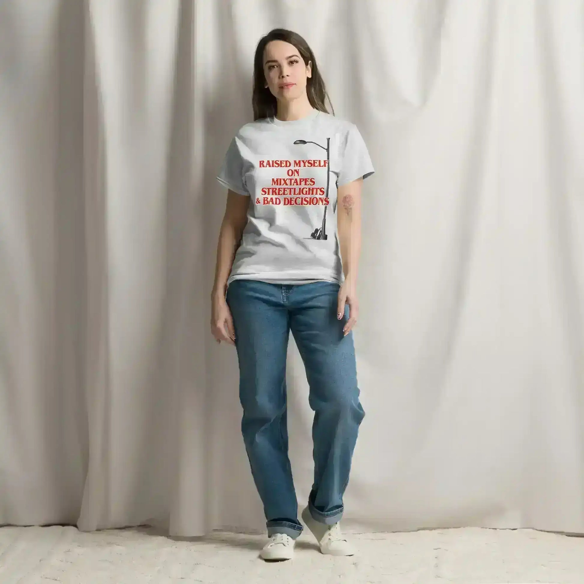 Raised Myself On Mixtapes Streetlights & Bad Decisions 80s Unisex Tee - Cady Creations
