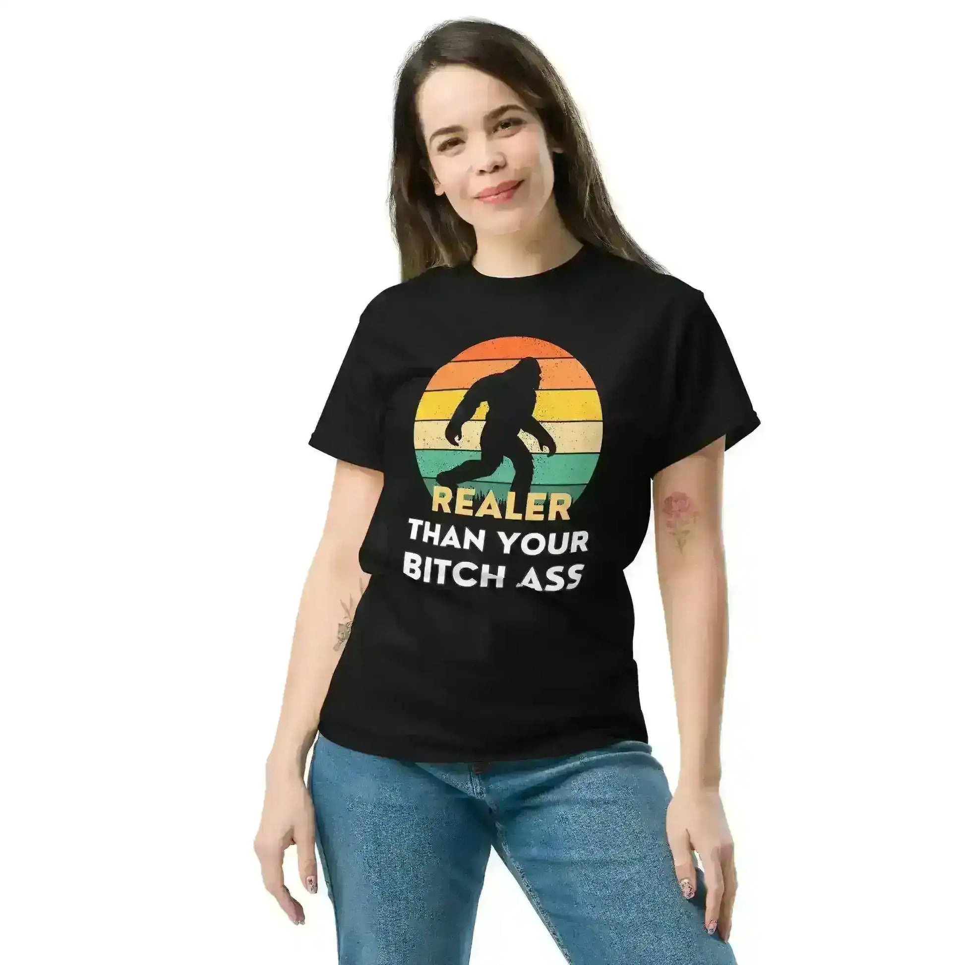Realer Than Your Bitch Ass Bigfoot Retro Unisex Graphic Tee - Cady Creations