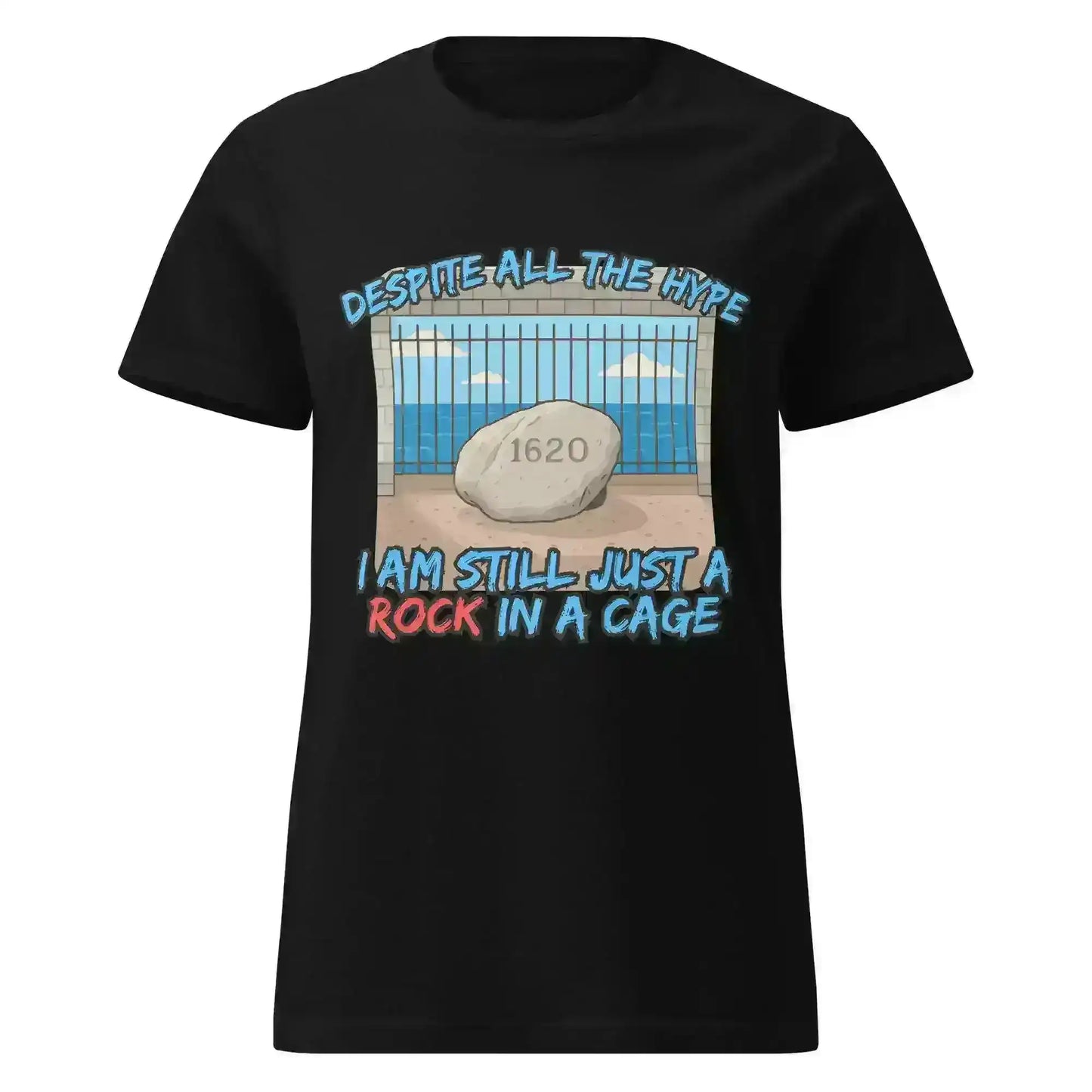 Rock In A Cage Plymouth Rock - Fitted Tee - Cady Creations