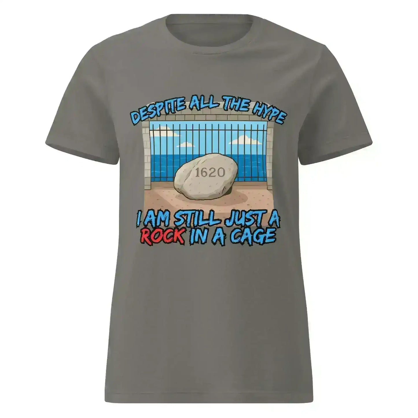 Rock In A Cage Plymouth Rock - Fitted Tee - Cady Creations