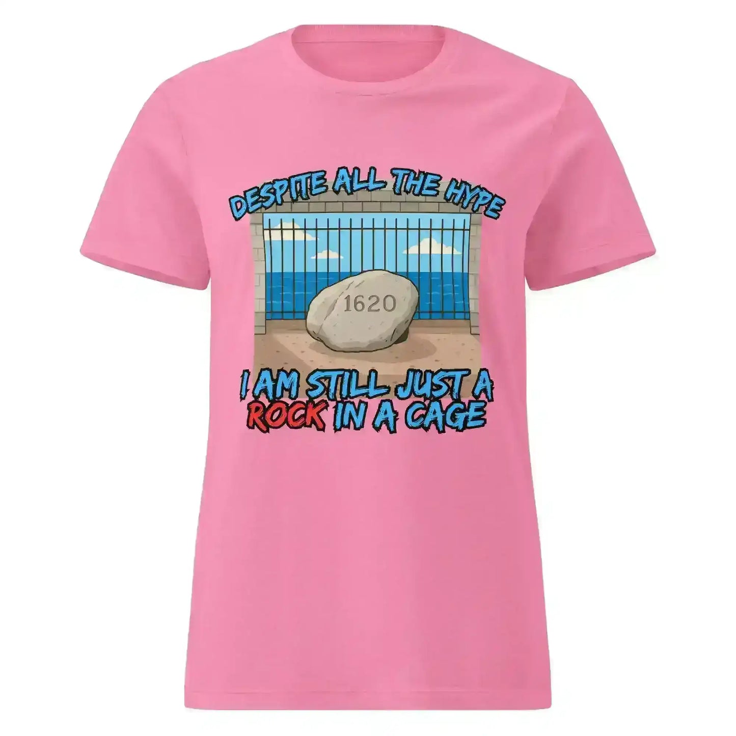 Rock In A Cage Plymouth Rock - Fitted Tee - Cady Creations