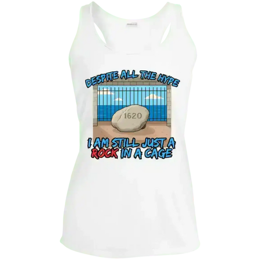 Rock In A Cage Plymouth Rock - Racerback Tank - Cady Creations