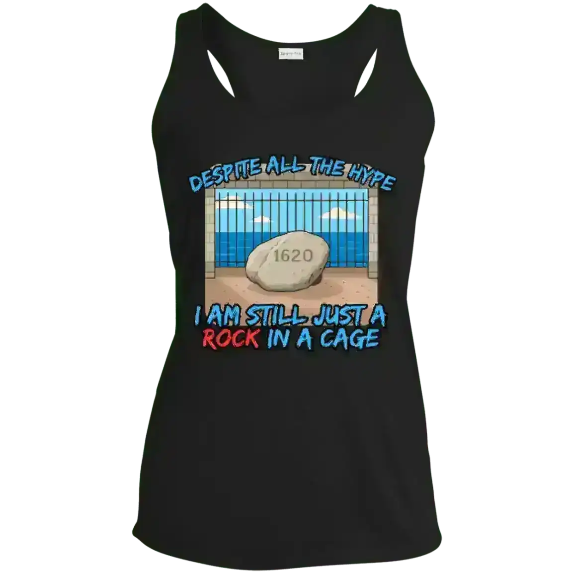 Rock In A Cage Plymouth Rock - Racerback Tank - Cady Creations