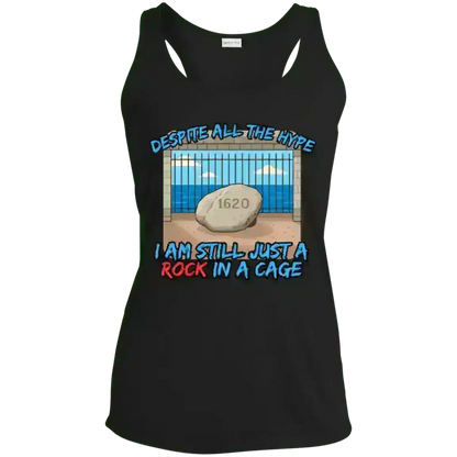 Rock In A Cage Plymouth Rock - Racerback Tank - Cady Creations