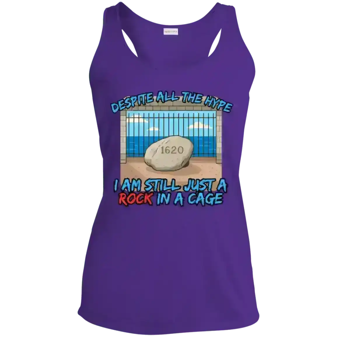 Rock In A Cage Plymouth Rock - Racerback Tank - Cady Creations