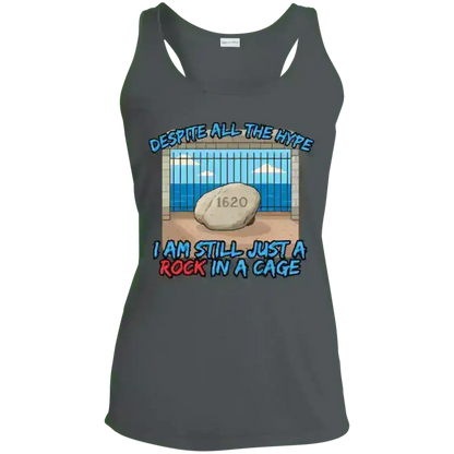 Rock In A Cage Plymouth Rock - Racerback Tank - Cady Creations
