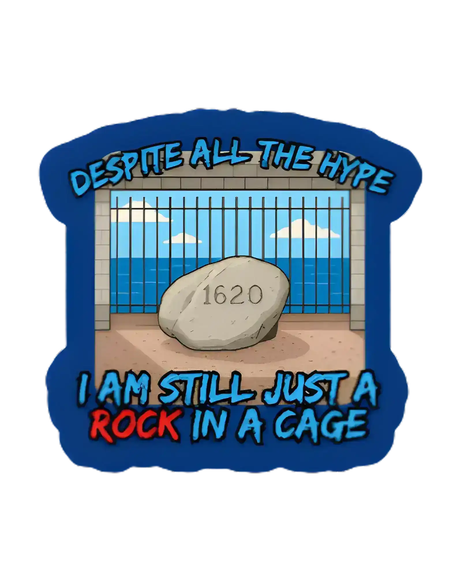  Rock in a Cage Plymouth Rock - Premium Vinyl Sticker - Cady Creations