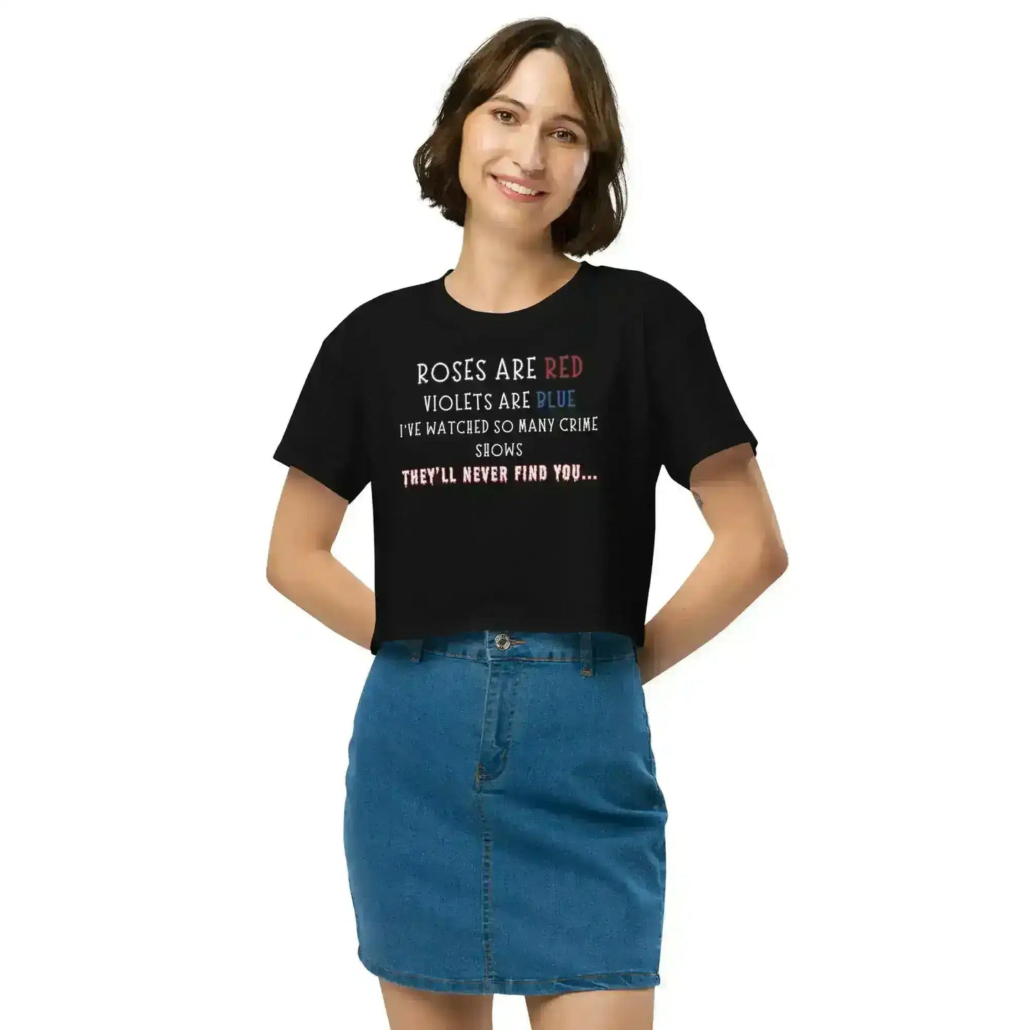 Roses Are Red True Crime Cropped Graphic Tee - Cady Creations
