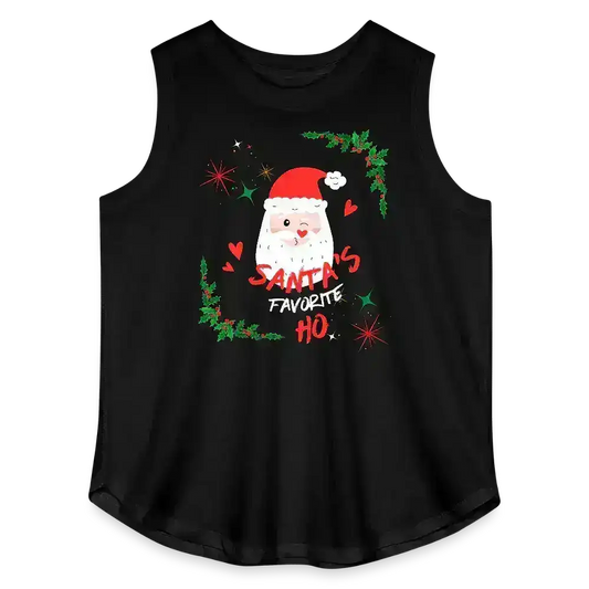Santa's Favorite Ho  Curvy Relaxed Tank Top - black