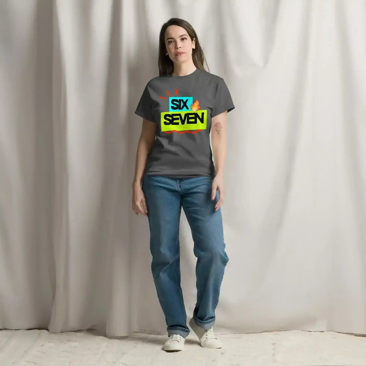 Six Seven Fire Meme Unisex Tee - Internet Core Gen Z Slang - Cady Creations