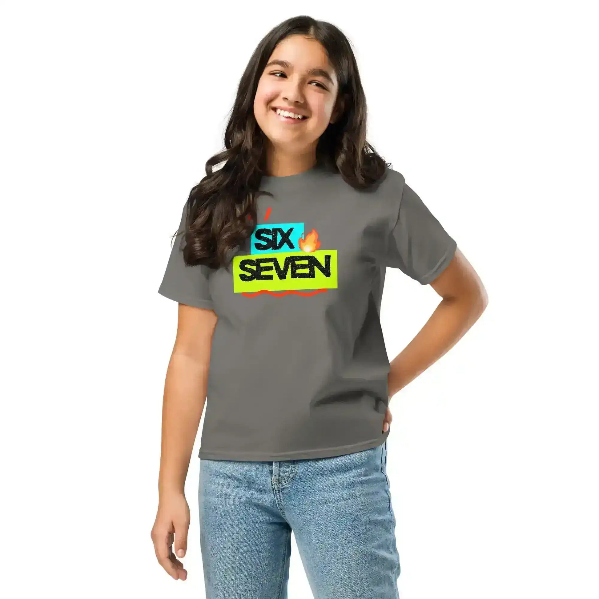 Six Seven Fire Meme Youth Tee - Internet Core Gen Z Slang - Cady Creations