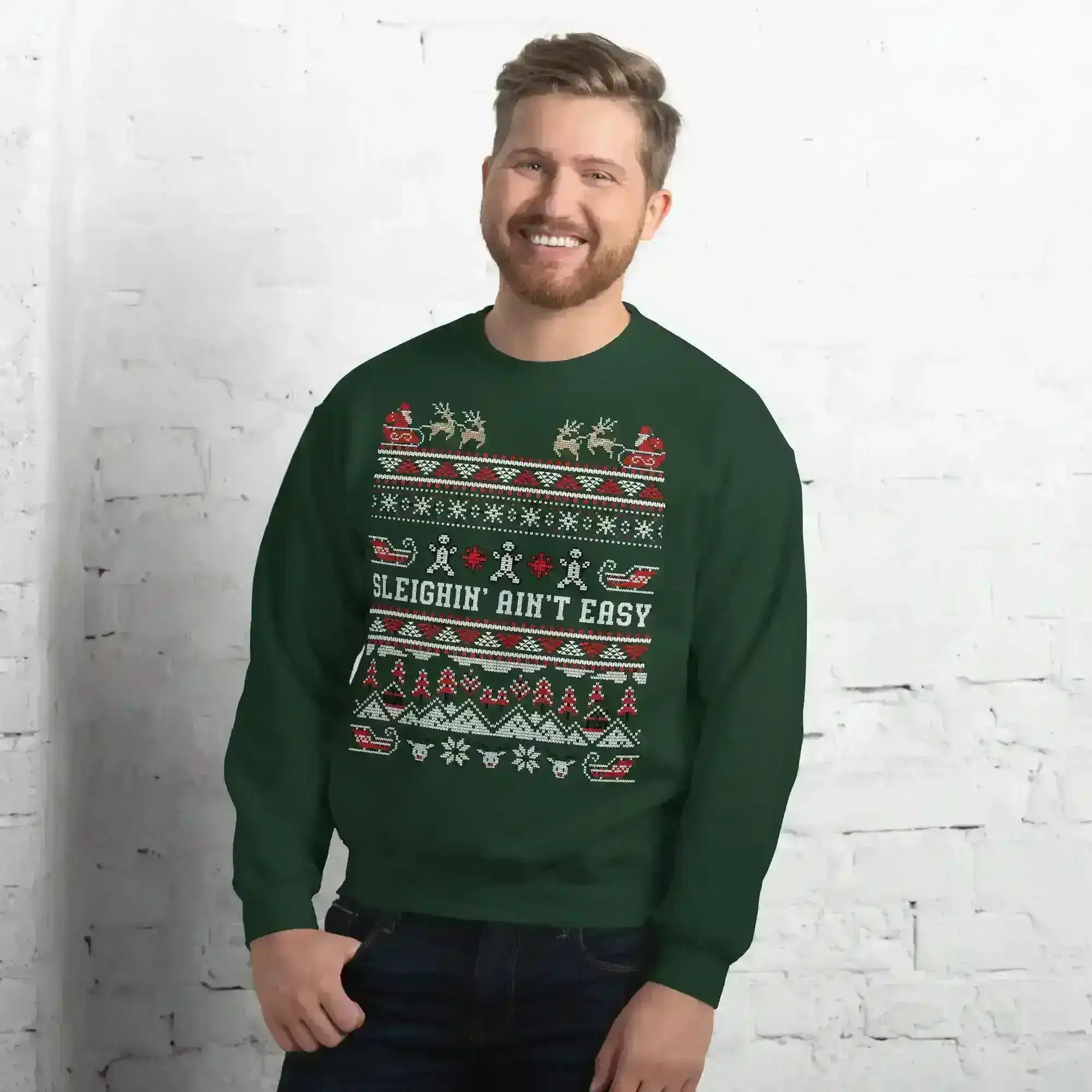 Sleighin' Ain't Easy Ugly Christmas Unisex Sweatshirt - Cady Creations