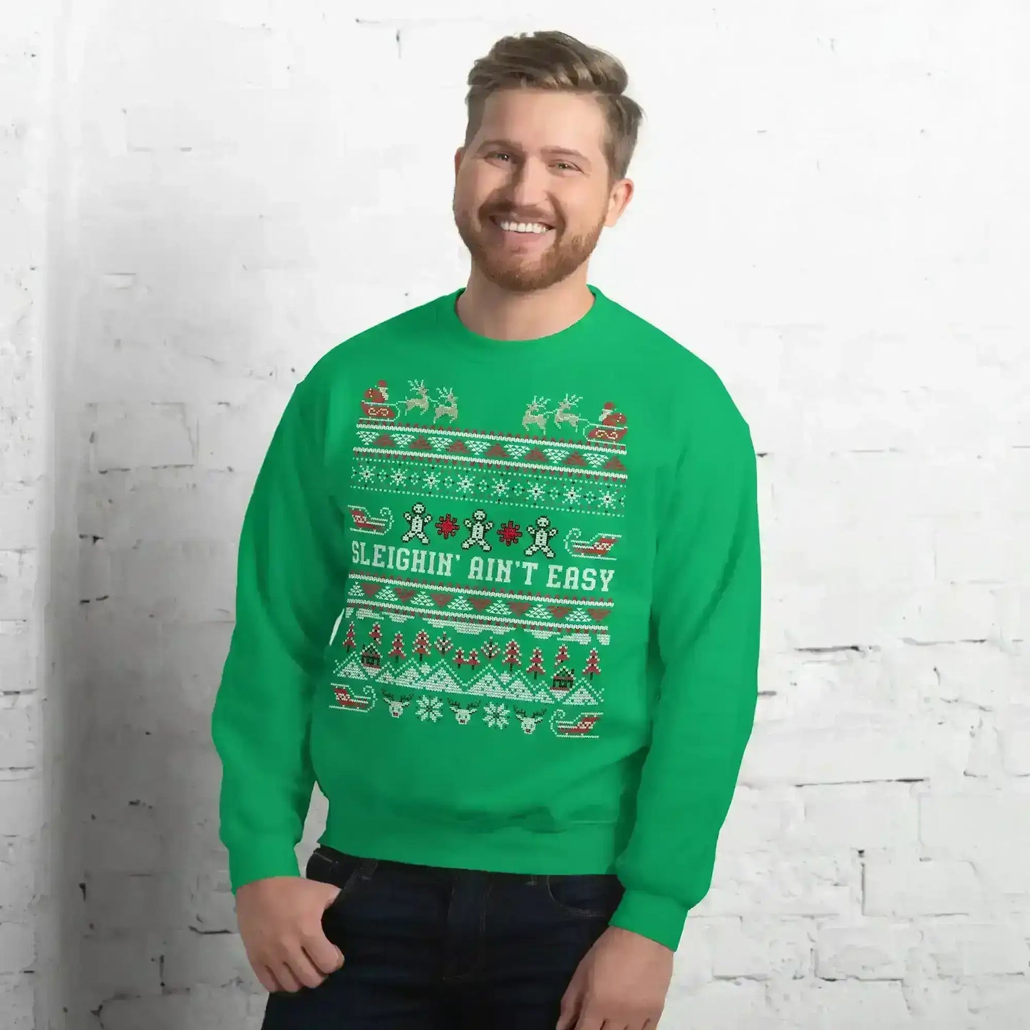 Sleighin' Ain't Easy Ugly Christmas Unisex Sweatshirt - Cady Creations