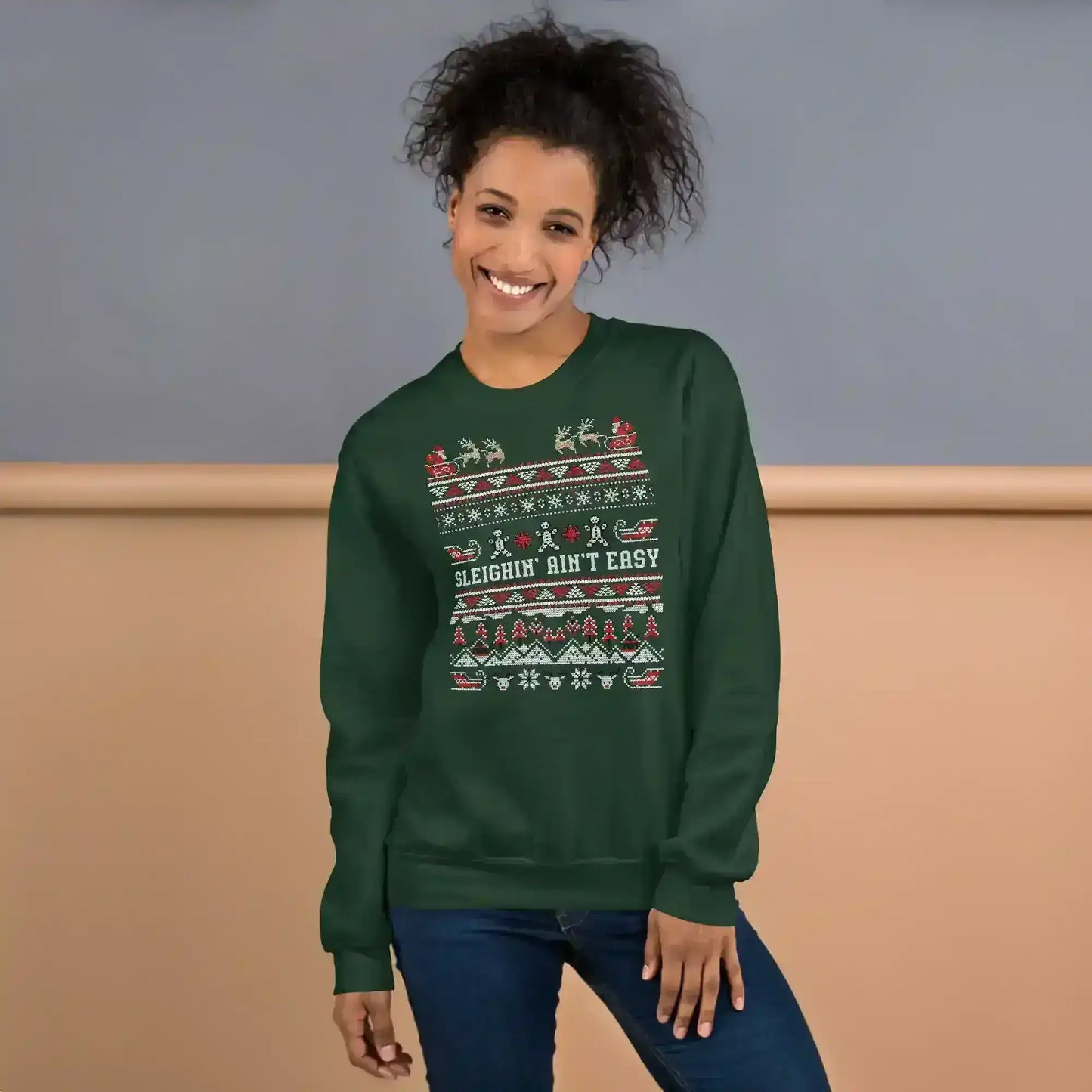 Sleighin' Ain't Easy Ugly Christmas Unisex Sweatshirt - Cady Creations
