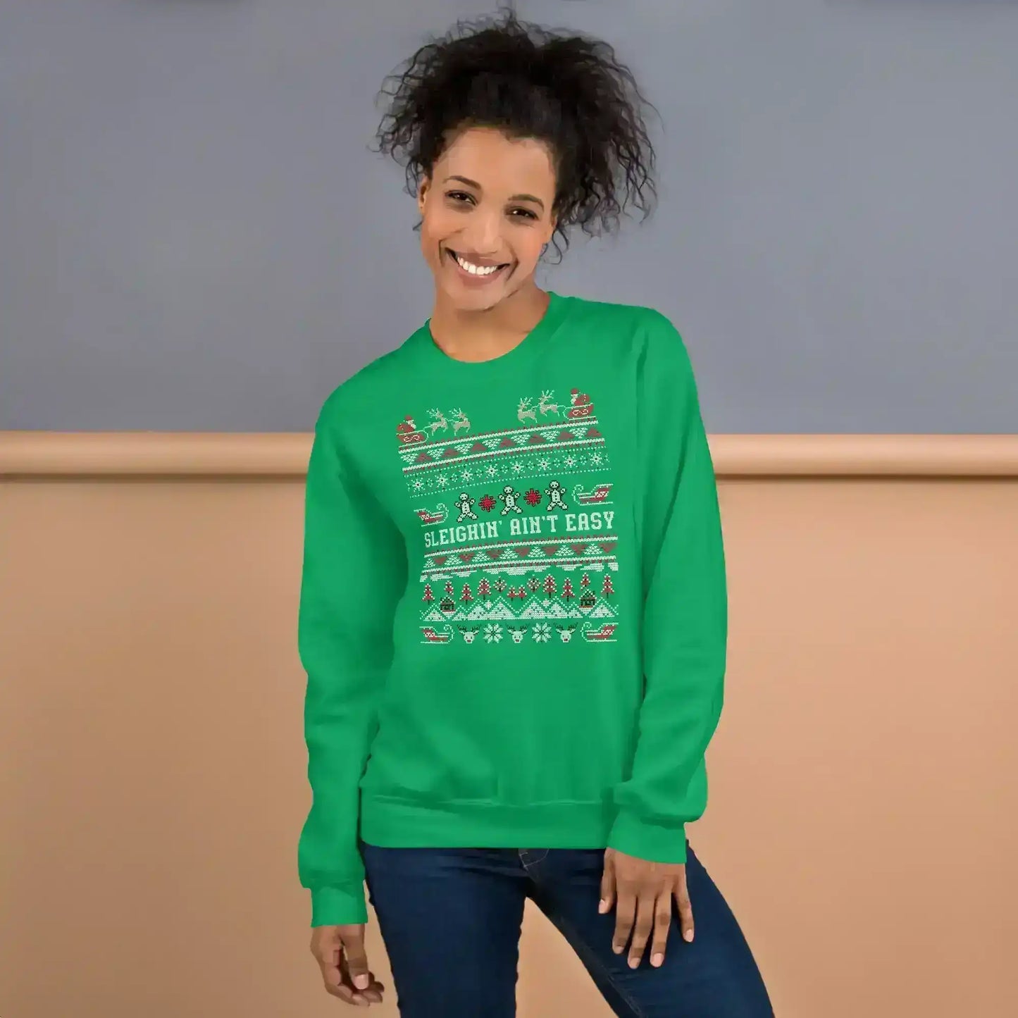 Sleighin' Ain't Easy Ugly Christmas Unisex Sweatshirt - Cady Creations