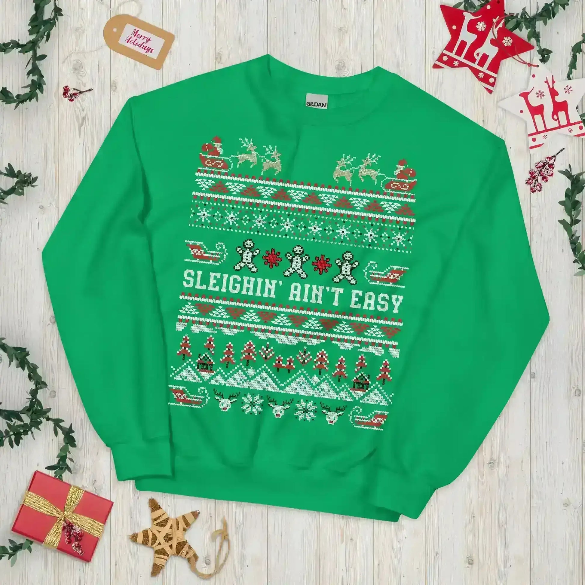 Sleighin' Ain't Easy Ugly Christmas Unisex Sweatshirt - Cady Creations