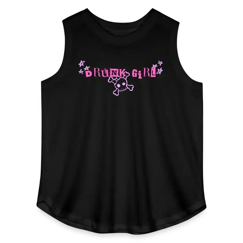 The Drunk Girl Something Corporate Inspired Curvy Relaxed Tank Top - black