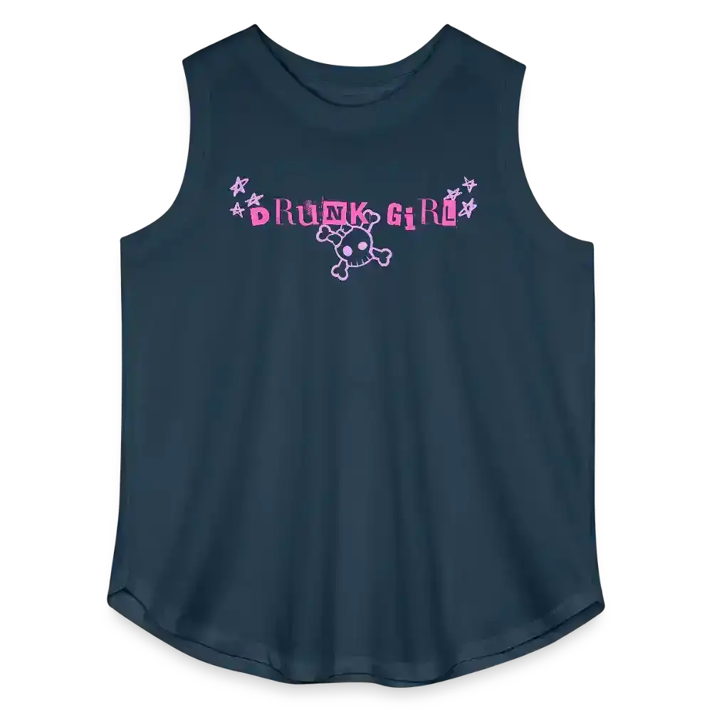 The Drunk Girl Something Corporate Inspired Curvy Relaxed Tank Top - denim