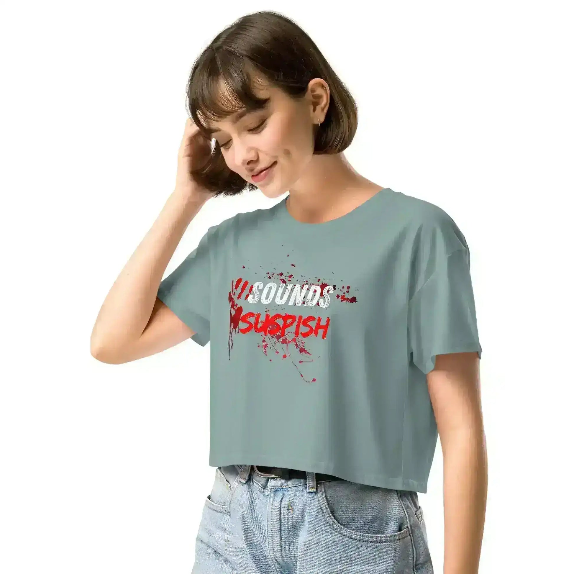 Sounds Suspish True Crime Cropped Graphic Tee - Cady Creations