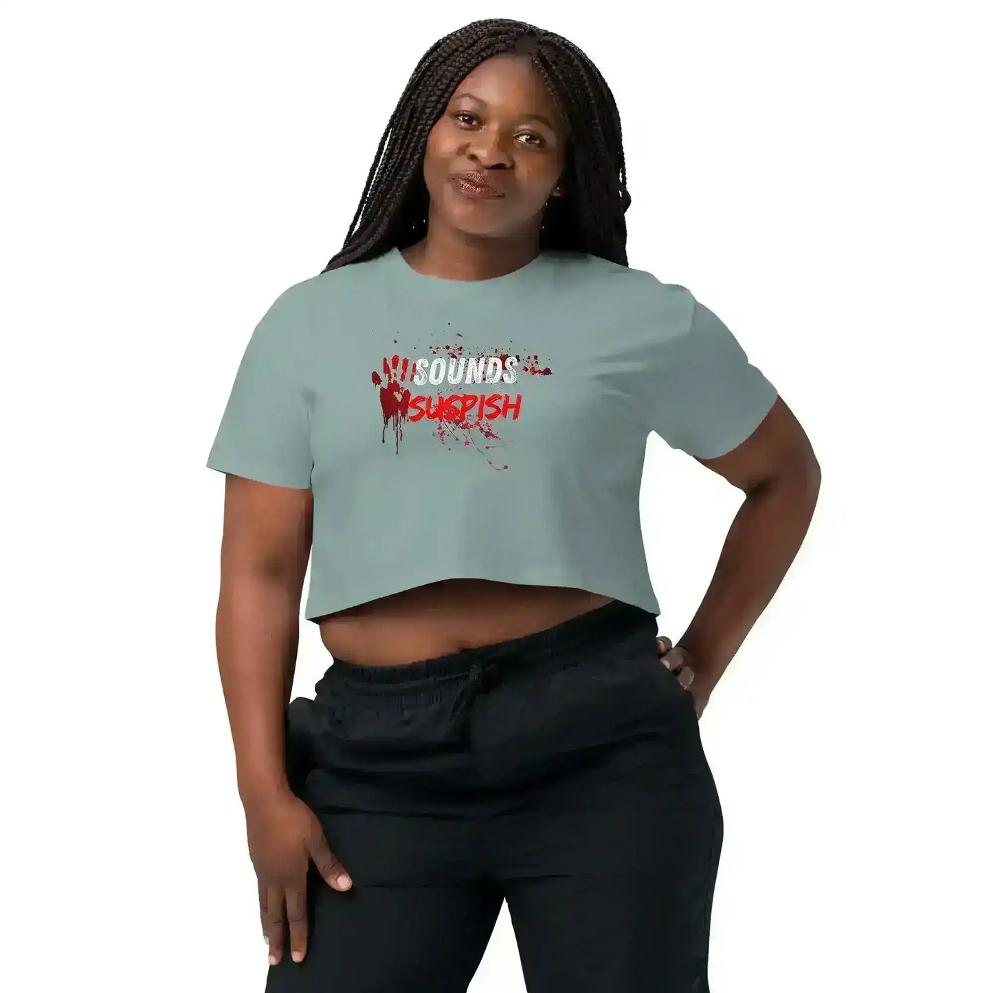 Sounds Suspish True Crime Cropped Graphic Tee - Cady Creations