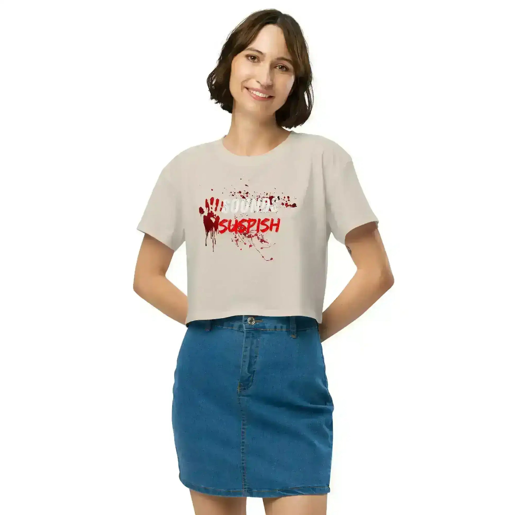 Sounds Suspish True Crime Cropped Graphic Tee - Cady Creations