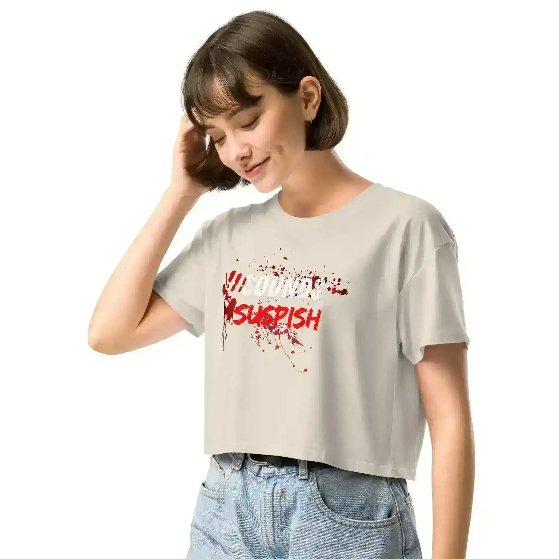 Sounds Suspish True Crime Cropped Graphic Tee - Cady Creations