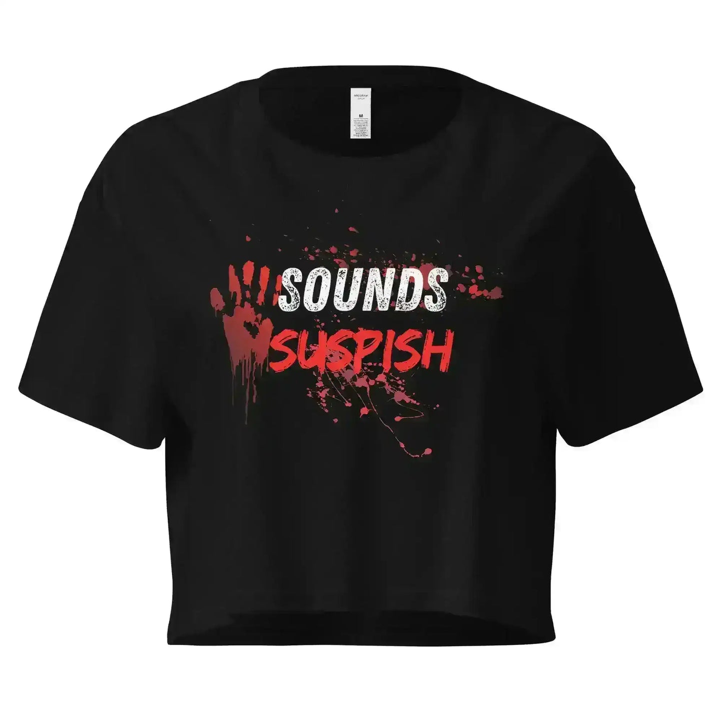 Sounds Suspish True Crime Cropped Graphic Tee - Cady Creations