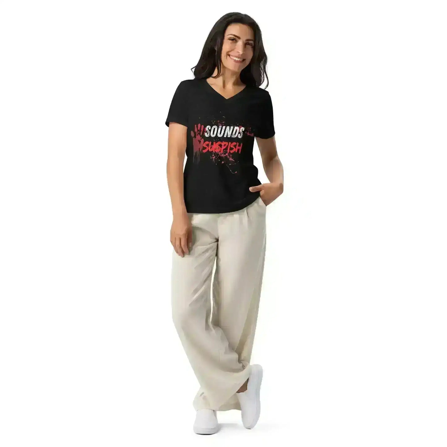 Sounds Suspish - V-Neck Tee - Cady Creations
