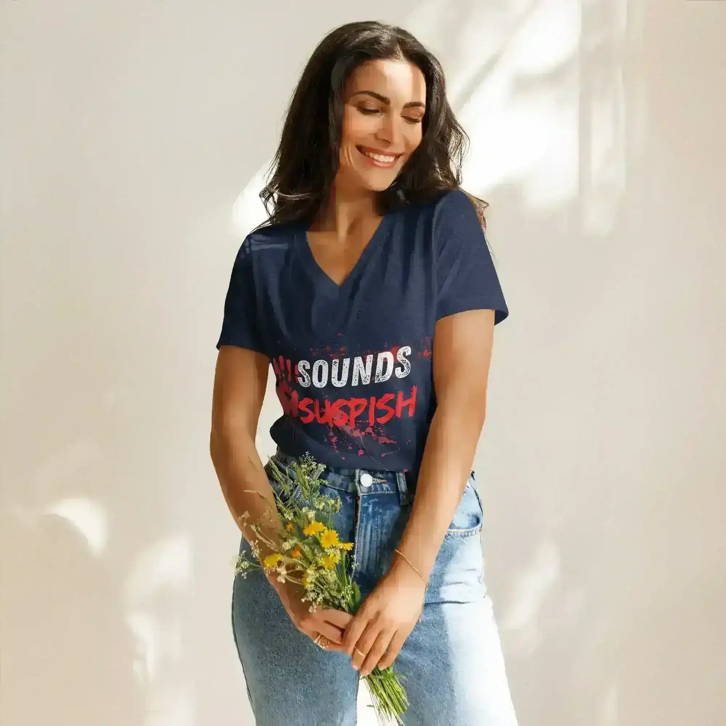 Sounds Suspish - V-Neck Tee - Cady Creations