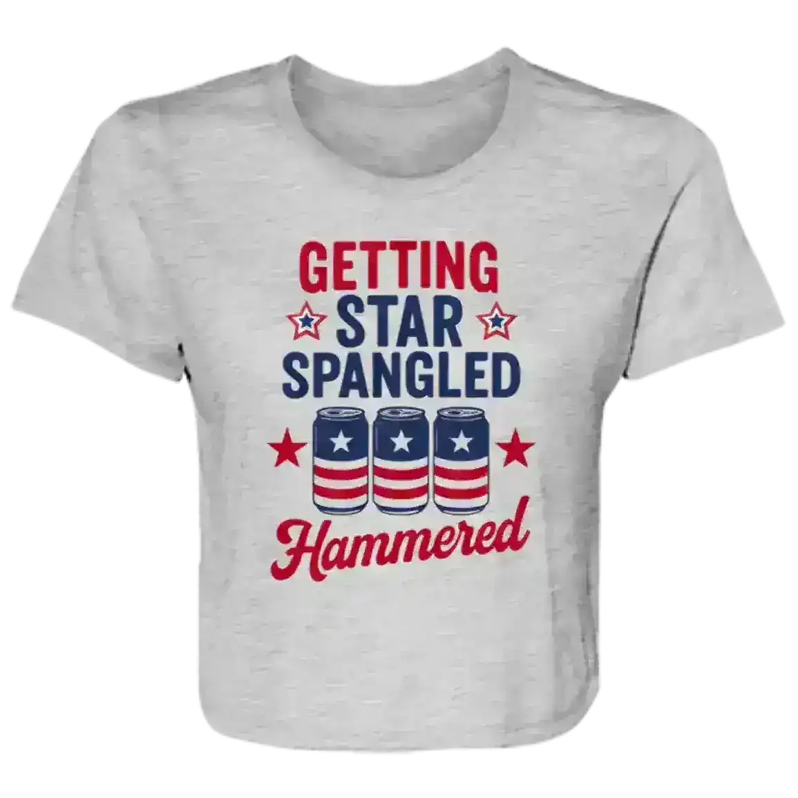 Star Spangled Hammered Patriotic Flowy Crop Top - Cady Creations