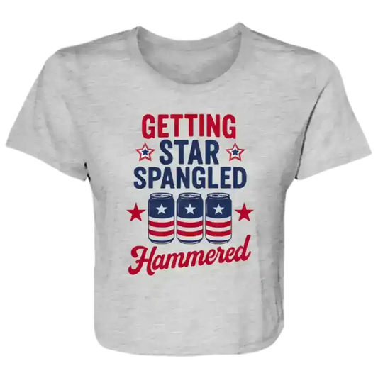 Star Spangled Hammered Patriotic Flowy Crop Top - Cady Creations