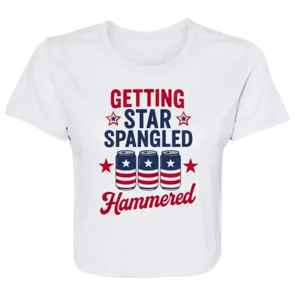 Star Spangled Hammered Patriotic Flowy Crop Top - Cady Creations