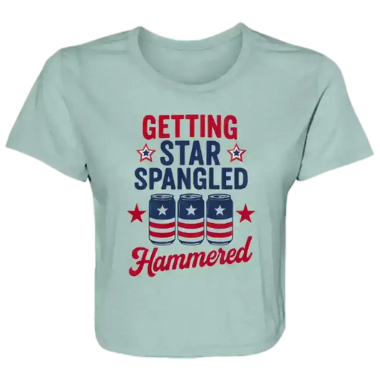 Star Spangled Hammered Patriotic Flowy Crop Top - Cady Creations