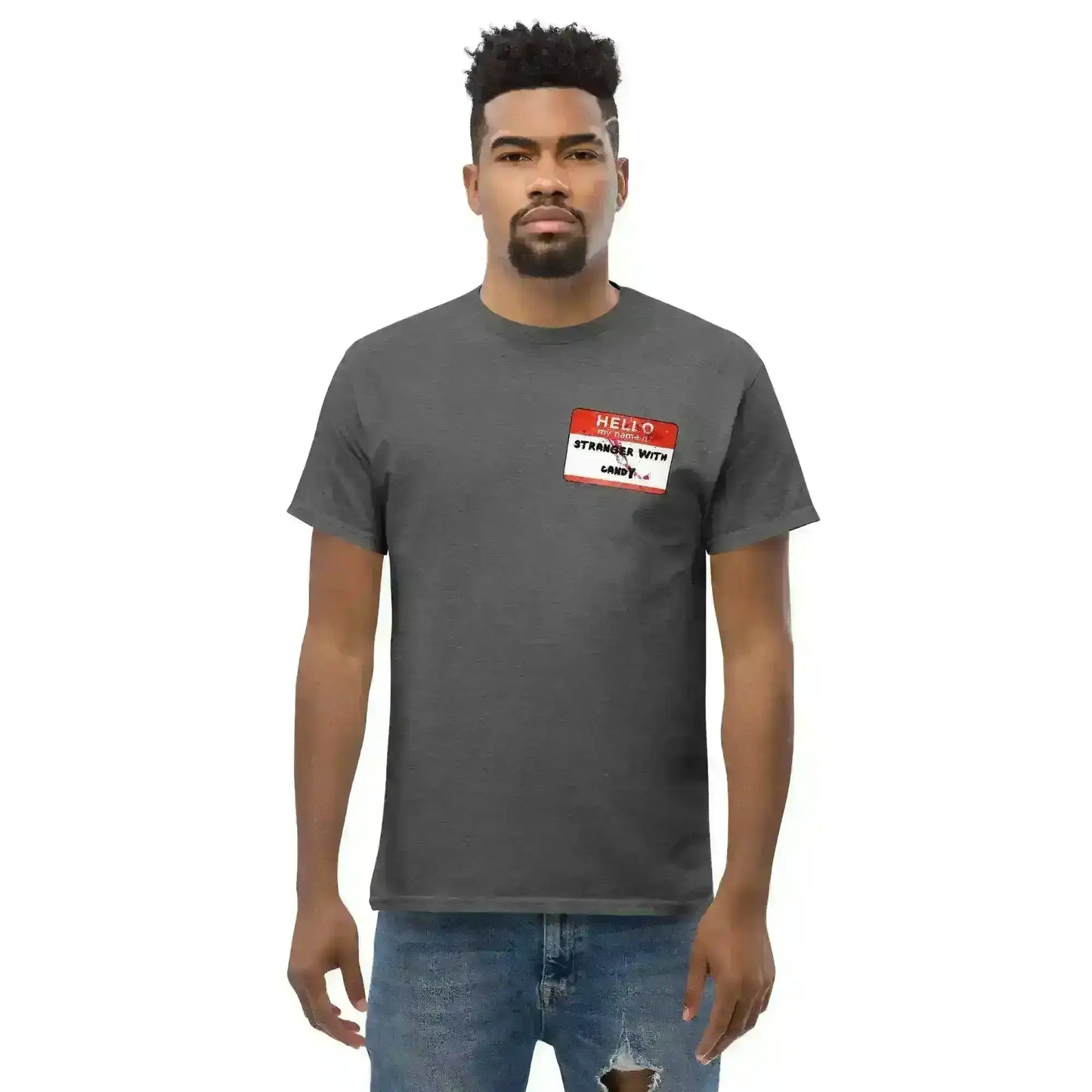 Hello My Name Is Stranger With Candy Unisex Tee - Halloween Dark Humor - Cady Creations