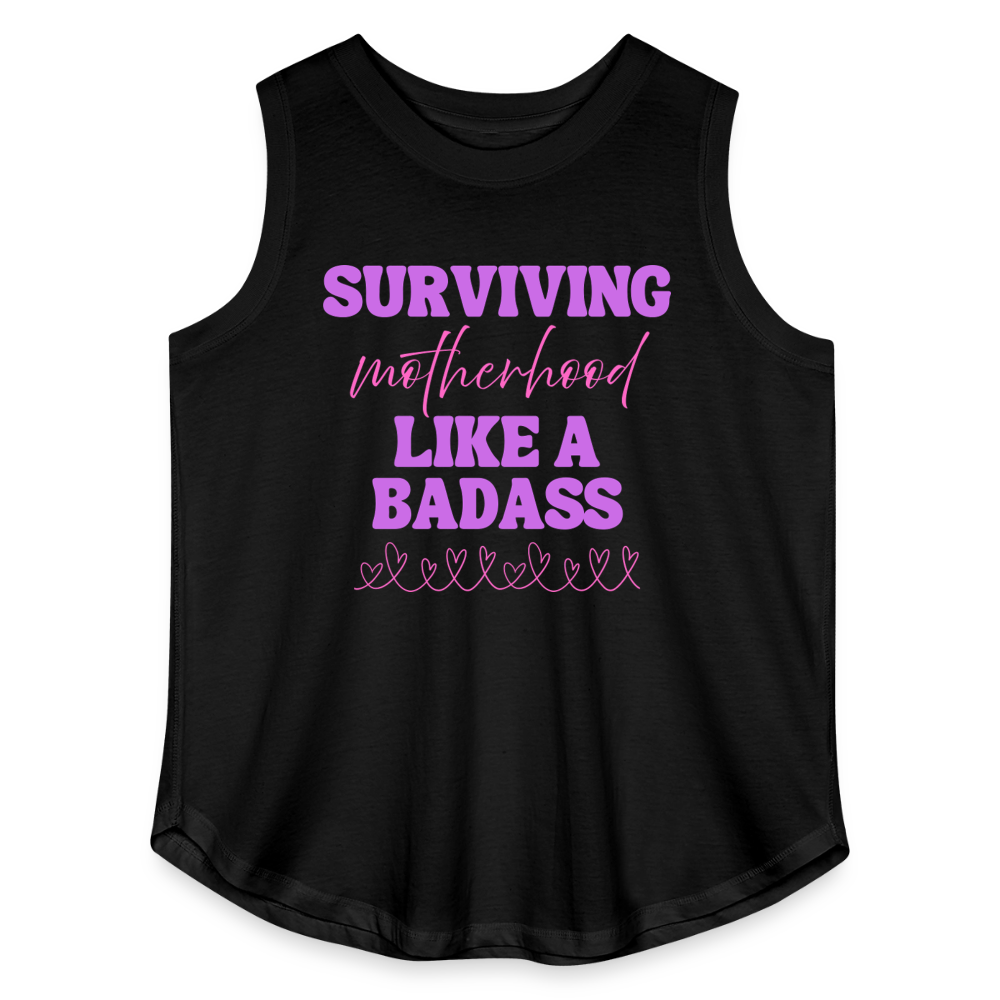 Surviving Motherhood Like A Badass - Women’s Curvy Tank - black