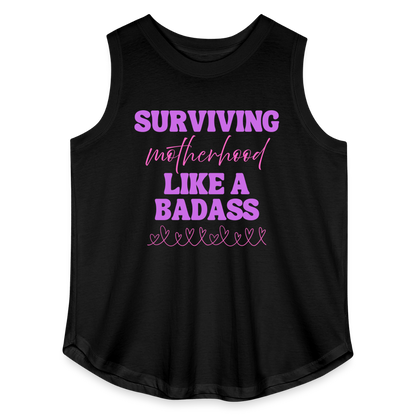 Surviving Motherhood Like A Badass - Women’s Curvy Tank - black