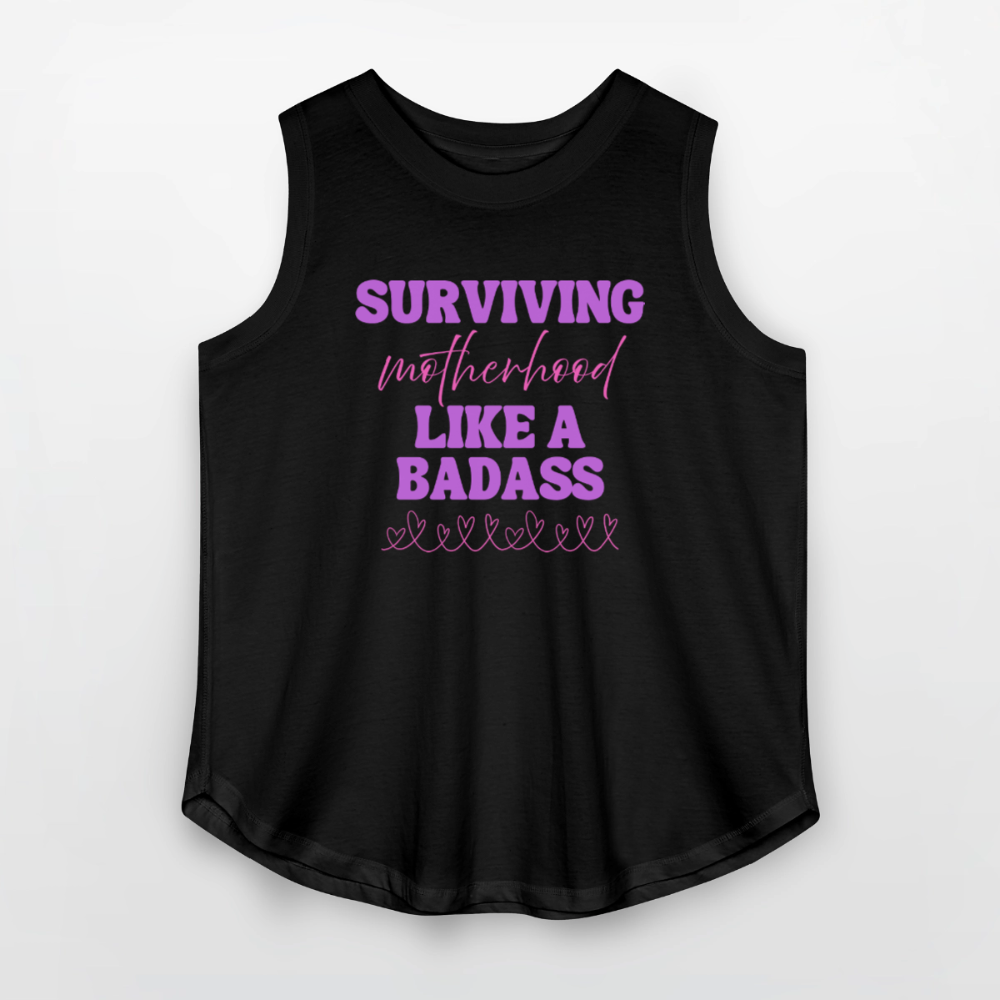 Surviving Motherhood Like A Badass - Women’s Curvy Tank - black