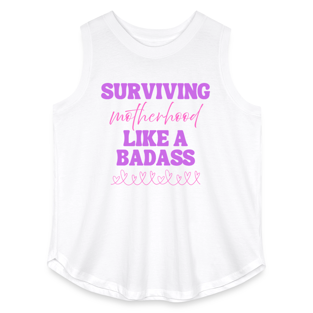Surviving Motherhood Like A Badass - Women’s Curvy Tank - white