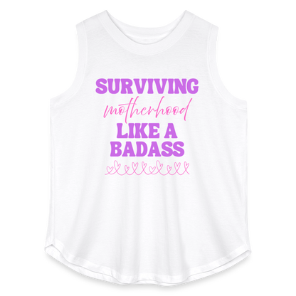 Surviving Motherhood Like A Badass - Women’s Curvy Tank - white