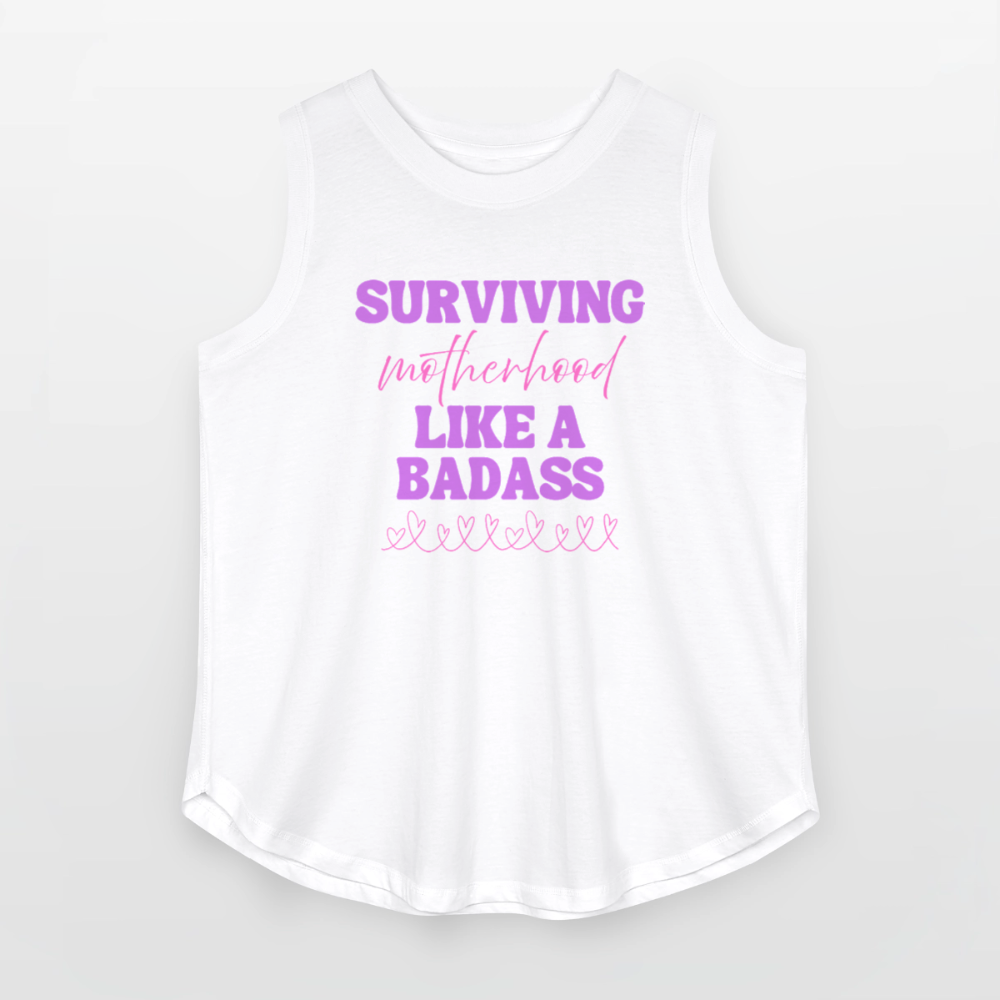 Surviving Motherhood Like A Badass - Women’s Curvy Tank - white